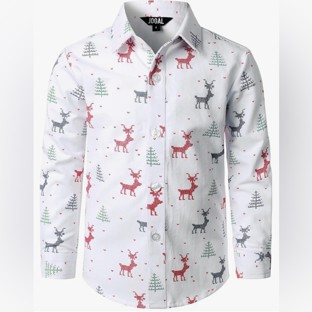Jogal white holiday reindeer long sleeve